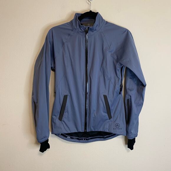 Aether Women's Jacket Shell Union Full Zip Blue Small Cycling Water Resistant - Picture 1 of 11